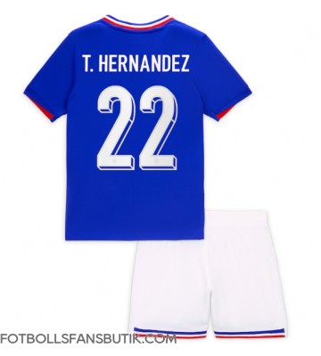 Frankrike Theo Hernandez #22 Replika Hemmatröja Barn EM 2024 Kortärmad (+ Korta byxor)